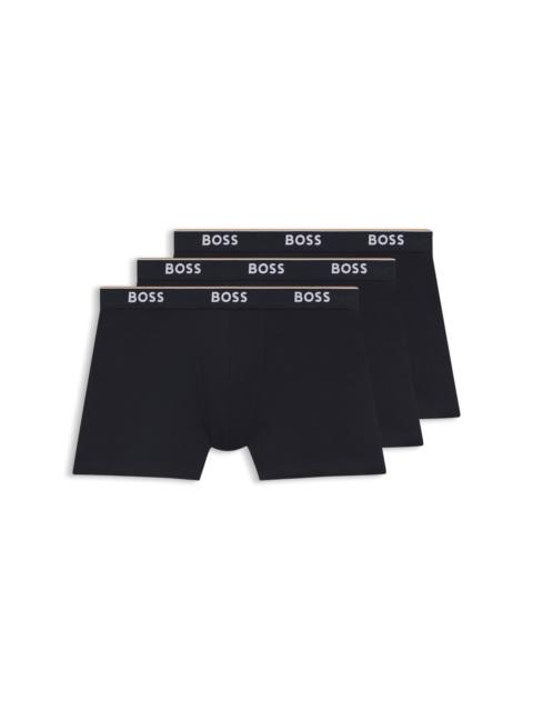 THREE-PACK OF STRETCH-COTTON BOXER BRIEFS WITH LOGOS