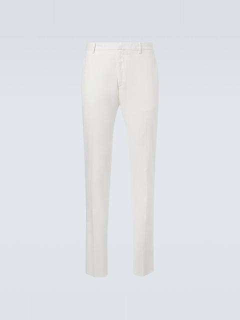Cotton-blend slim pants