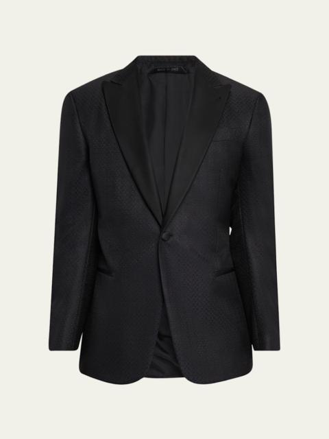 Men's Honeycomb Satin Peak Lapel Dinner Jacket