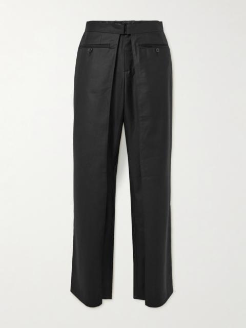 Symmetrical Layered Wool-blend Wide-leg Pants