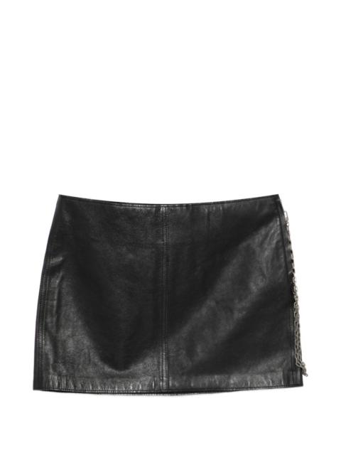 low-rise leather skirt