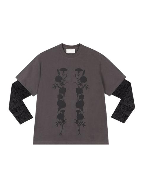 foliage-print double-layered "Black" T-shirt