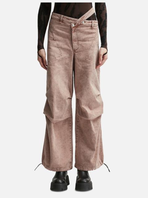 WASHED DENIM CARGO PANTS