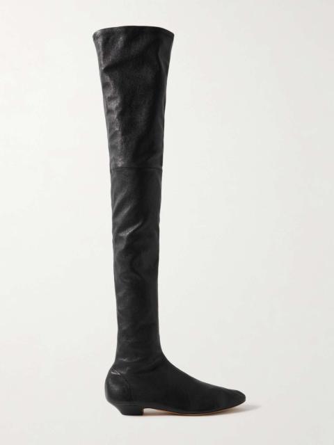 Leather over-the-knee boots Black