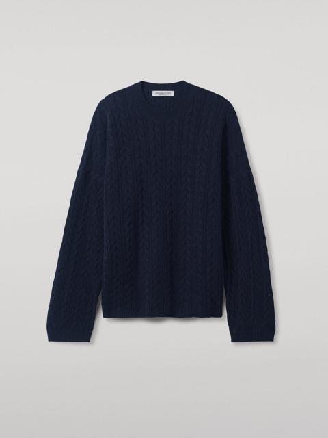 Cable Knit Navy Cashmere Jumper