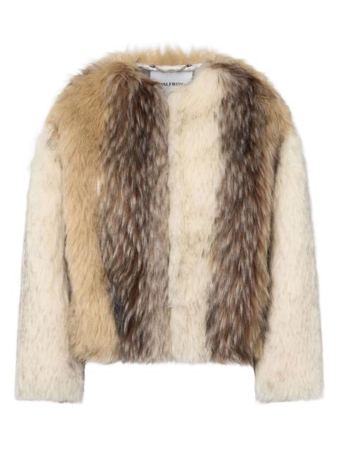 long-sleeve faux-fur jacket