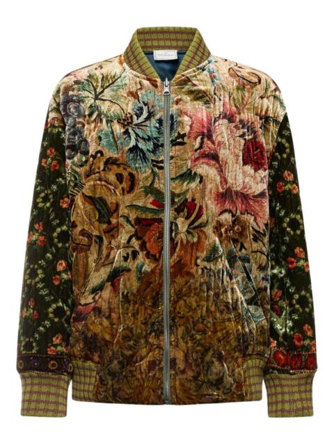 floral-tapestry velvet jacket