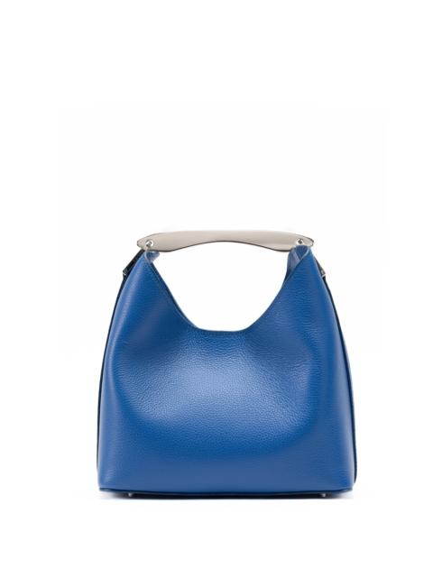 Small Boomerang Pebbled Leather Azure Blue-Silver