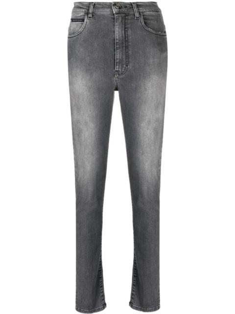 high-waisted denim jeggings