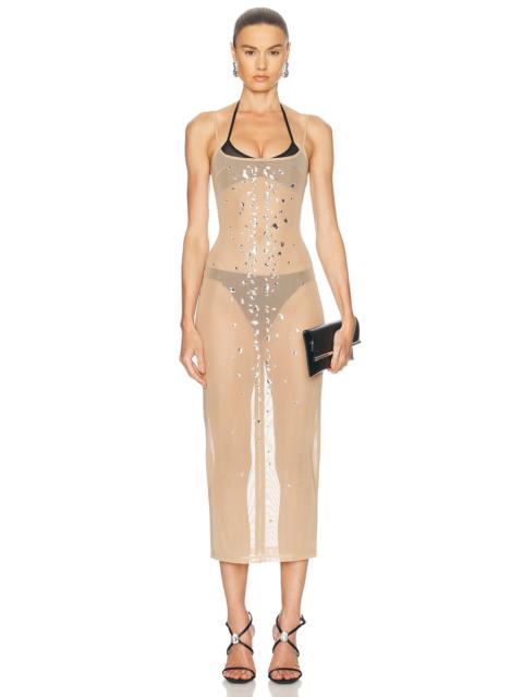 Crystal Speckled Naked Midi Dress
