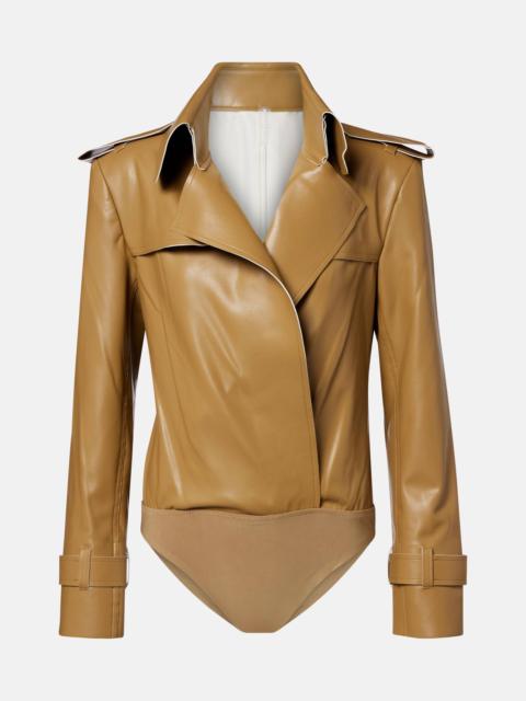 Double-breasted PU bodysuit