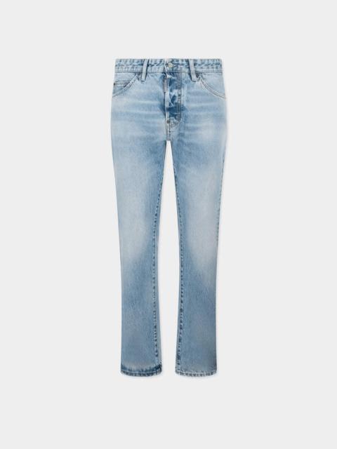 LIGHT DIAGONALE WASH TEDDY JEANS
