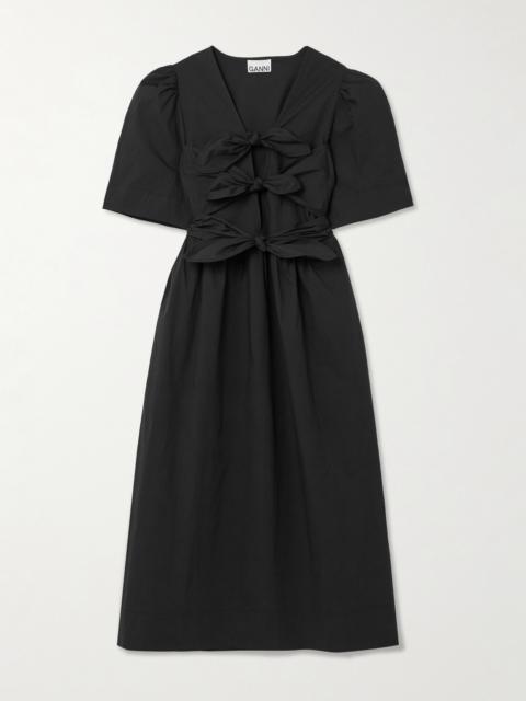 Belted Bow-embellished Stretch-cotton Poplin Midi Dress