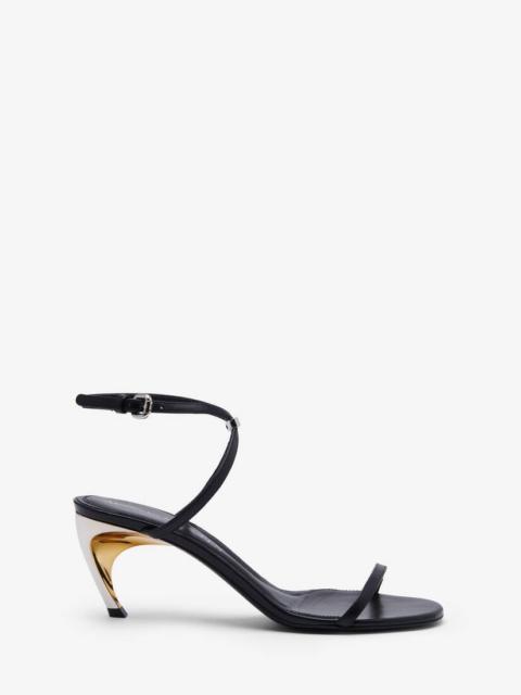 Women's Armadillo Metal Bar Sandal in Black/silver/gold