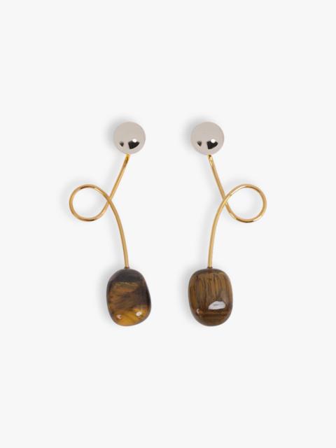 SWIRL STONE DROP EARRINGS | TIGER-EYE