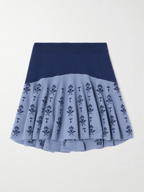 Two-tone Jacquard-knit Mini Skirt