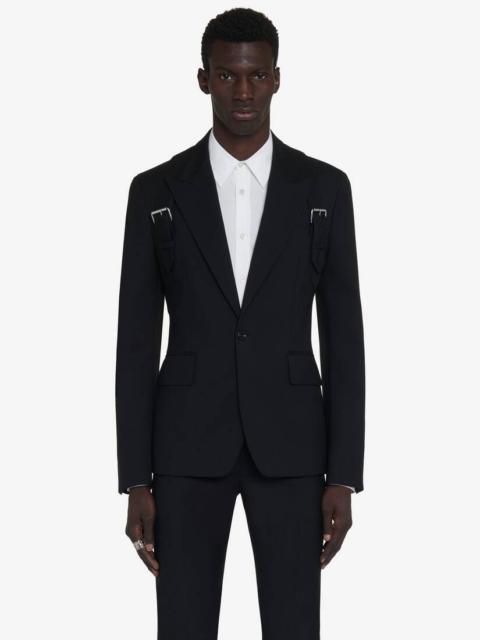 Men's Harness Single-breasted Jacket in Black