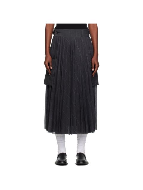 Gray Glen Check Midi Skirt