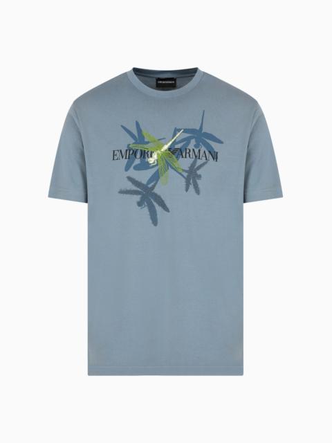 JERSEY T-SHIRT WITH DRAGONFLY PRINT AND EMBROIDERY