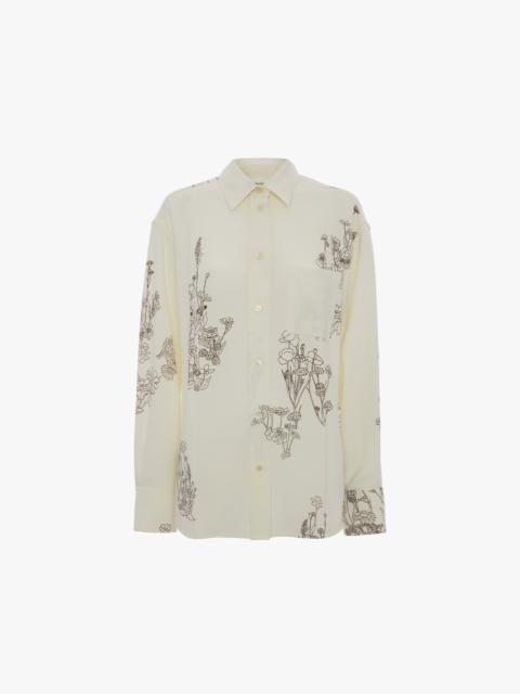 Pyjama Shirt In Off-White Floral Print