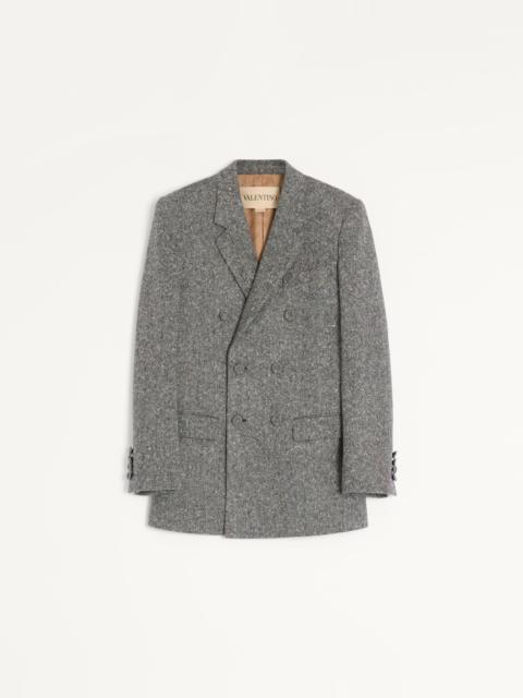 VALENTINO DOUBLE-BREASTED JACKET IN NATTÉ BOUTONNÉ WOOL