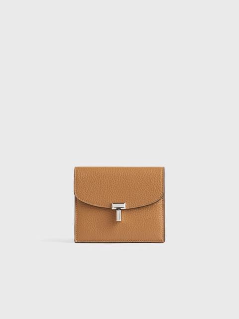T-lock grained-leather cardholder tan
