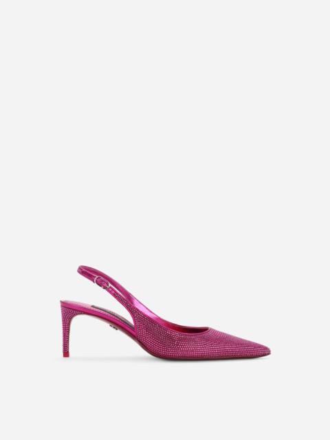 Satin slingbacks with fusible rhinestones