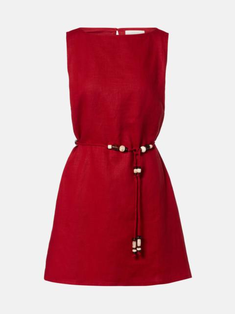 Liu belted linen minidress