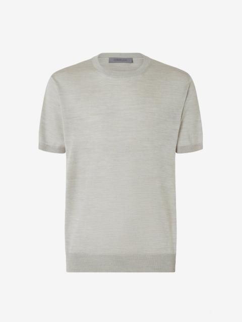 Grey crew neck pure silk knitwear