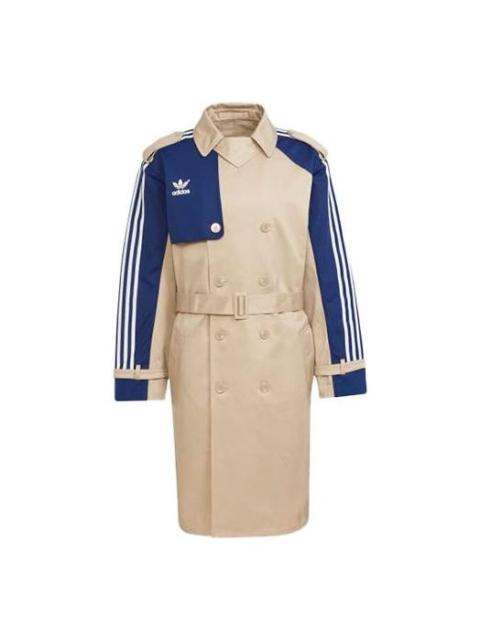 adidas originals Contrasting Colors lapel Windbreaker Jacket Khaki H33465