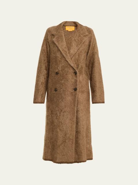 Grizzly Herringbone Cashmere Double-Breasted Coat