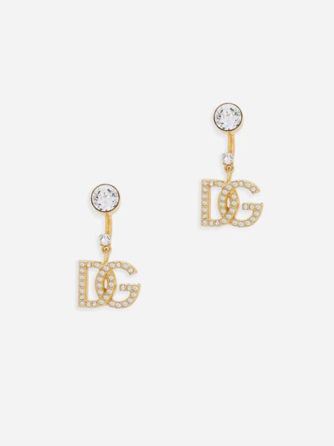 Earrings with DG logo and rhinestones
