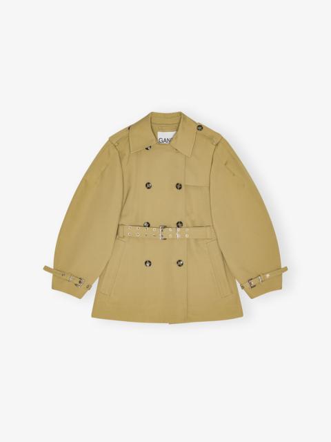 BEIGE HEAVY TWILL MIDI TRENCH COAT