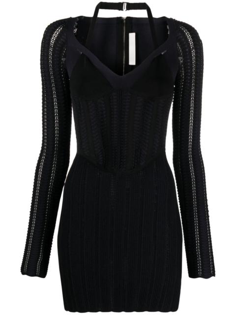 open-knit corset minidress