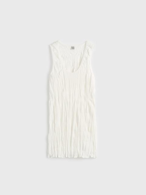 Crinkled knit tank white