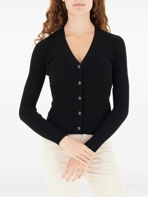 ribbed V-neck cardigan