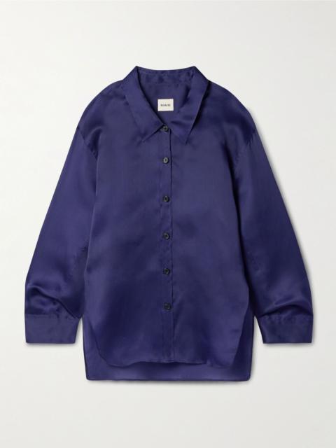 Herschel oversized silk-organza shirt Blue