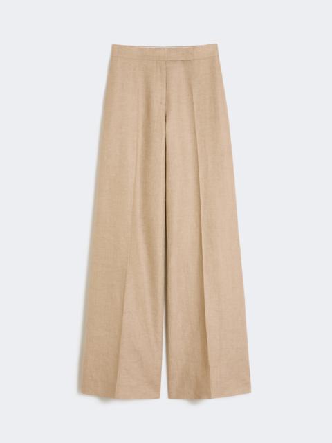 Regular-cut trousers in linen basketweave - CAMEL