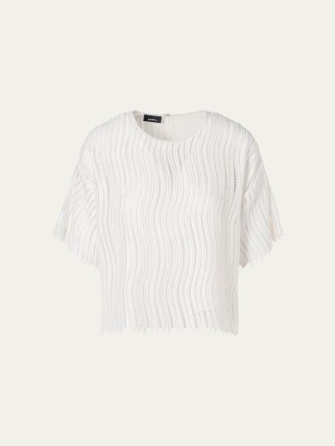 Techno Wave Guipure Short-Sleeve Blouse