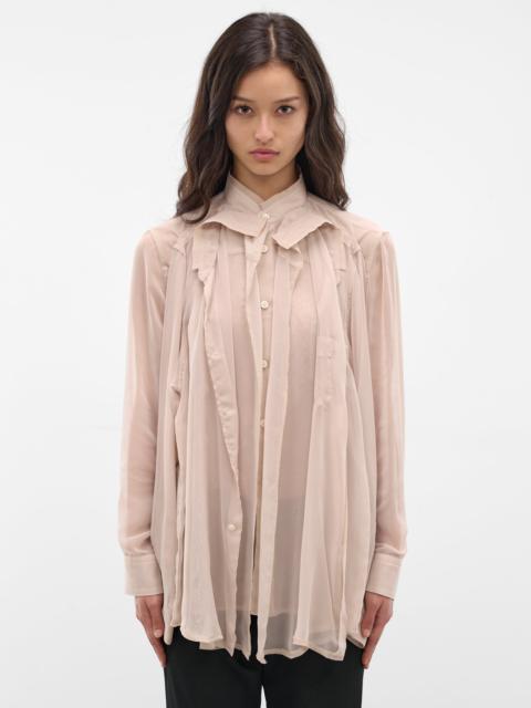 Beige Deconstructed Layered Draping Shirt