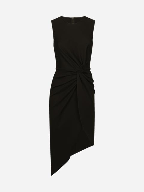 Calf-length dress in jersey Milano rib with draping