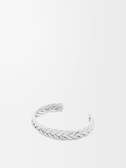 Thin braided cuff in sterling silver