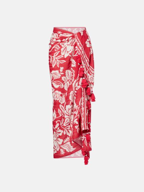 Cashew And Birds printed cotton beach cover-up