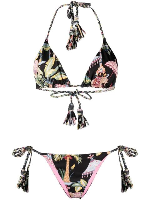 jungle-print halterneck bikini