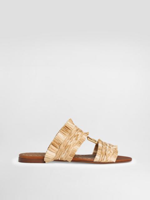 Rafia braided slipper with fringes