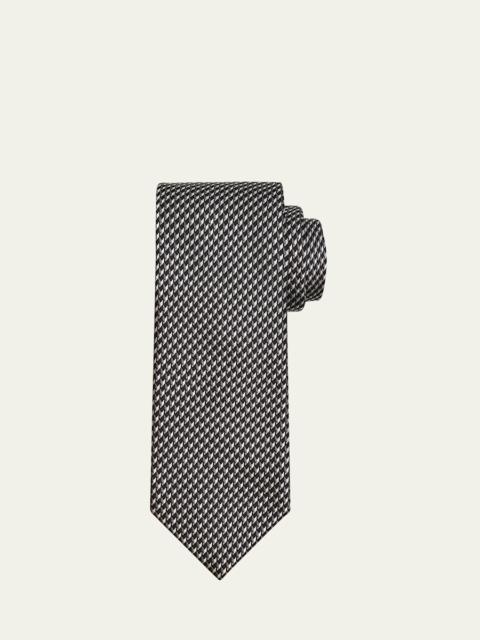 Men's Geometric Check Silk Tie