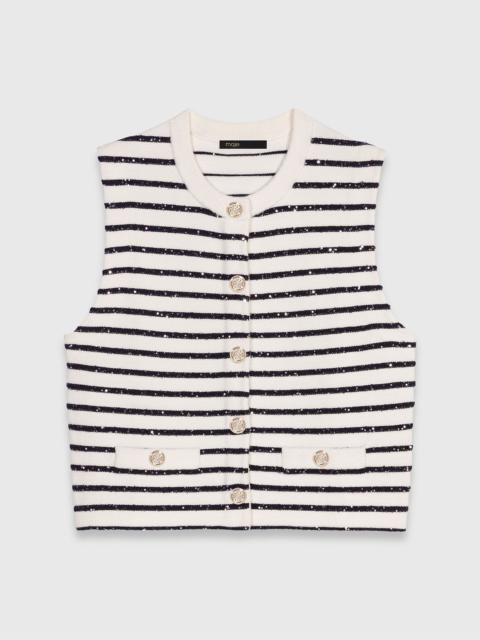 Striped wool blend top