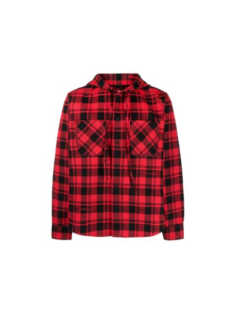 OFF-WHITE Check-Print Flannel Hoodie Black/Red