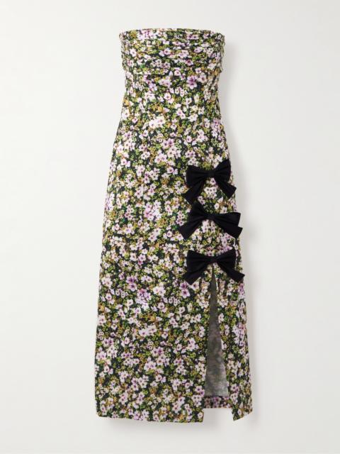 Rosetta Bow-detailed Floral-print Taffeta Midi Dress