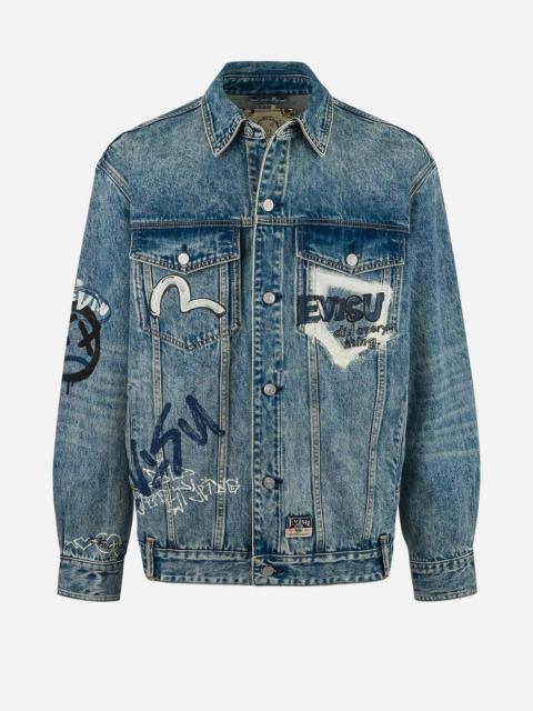 Graffiti Prints Regular Fit Denim Jacket